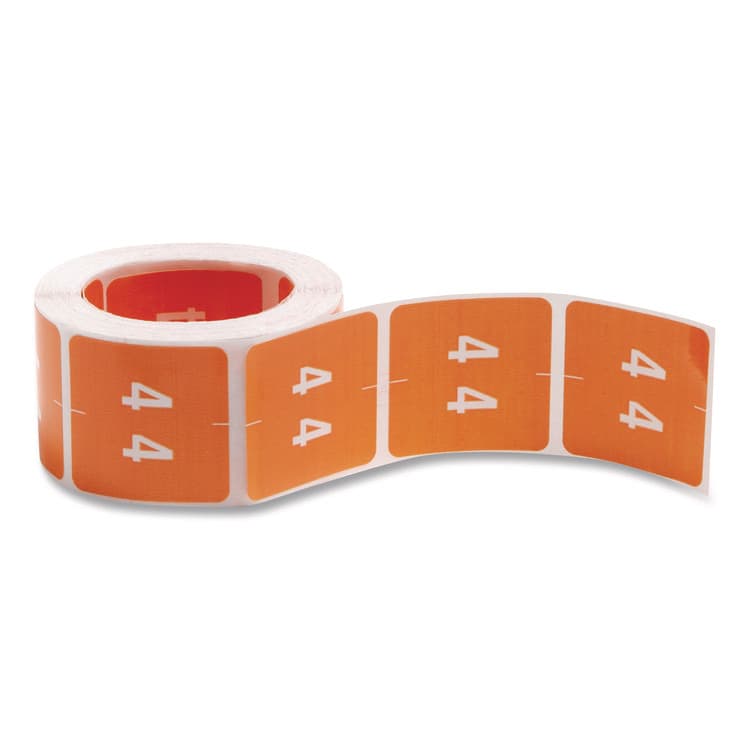 SMEAD MANUFACTURING CO. Numerical End Tab File Folder Labels, 4, 1.5 x 1.5, Orange, 250/Roll (SMD67424)