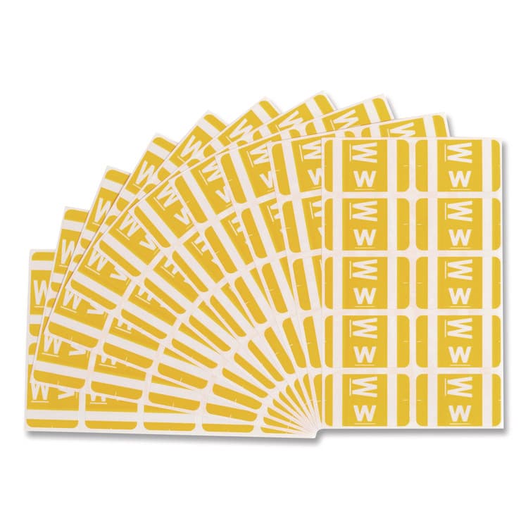 SMEAD MANUFACTURING CO. AlphaZ Color-Coded Second Letter Alphabetical Labels, W, 1 x 1.63, Yellow, 10/Sheet, 10 Sheets/Pack (SMD67193)