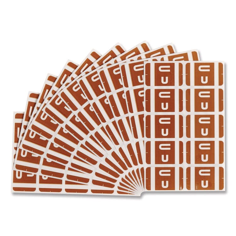 SMEAD MANUFACTURING CO. AlphaZ Color-Coded Second Letter Alphabetical Labels, U, 1 x 1.63, Dark Brown, 10/Sheet, 10 Sheets/Pack (SMD67191)