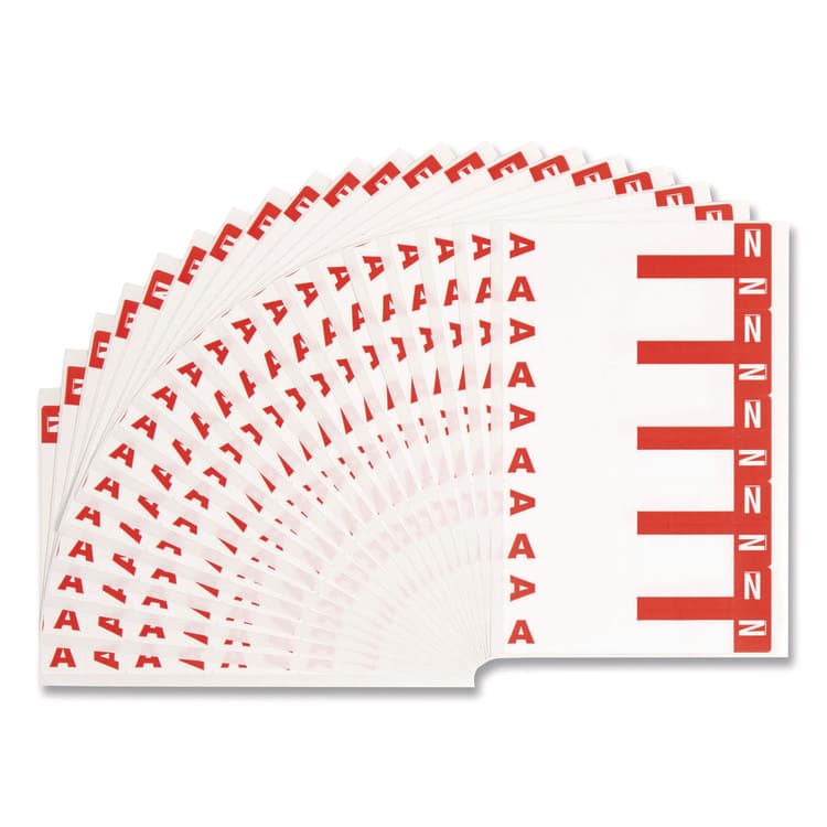 SMEAD MANUFACTURING CO. AlphaZ Color-Coded First Letter Combo Alpha Labels, A/N, 1.16 x 3.63, Red/White, 5/Sheet, 20 Sheets/Pack (SMD67152)