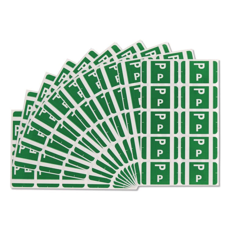 SMEAD MANUFACTURING CO. AlphaZ Color-Coded Second Letter Alphabetical Labels, P, 1 x 1.63, Dark Green, 10/Sheet, 10 Sheets/Pack (SMD67186)