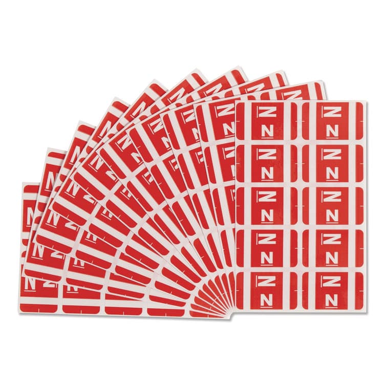 SMEAD MANUFACTURING CO. AlphaZ Color-Coded Second Letter Alphabetical Labels, N, 1 x 1.63, Red, 10/Sheet, 10 Sheets/Pack (SMD67184)