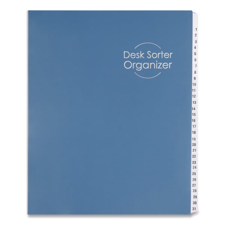 SMEAD MANUFACTURING CO. Deluxe Expandable Indexed Desk File/Sorter, 31 Dividers, Date Index, Letter Size, Dark Blue Cover (SMD89294)