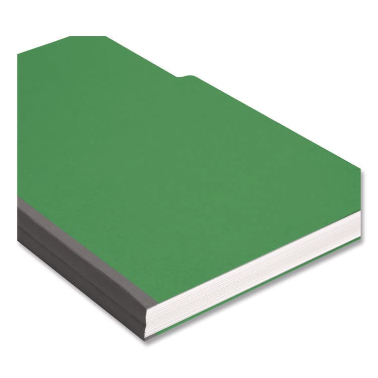 SMEAD MANUFACTURING CO. Expanding Recycled Heavy Pressboard Folders, 1/3-Cut Tabs: Assorted, Legal Size, 1" Expansion, Green, 25/Box (SMD22546) thumbnail 4