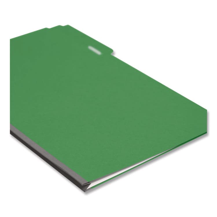 SMEAD MANUFACTURING CO. Expanding Recycled Heavy Pressboard Folders, 1/3-Cut Tabs: Assorted, Legal Size, 1" Expansion, Green, 25/Box (SMD22546) thumbnail 3