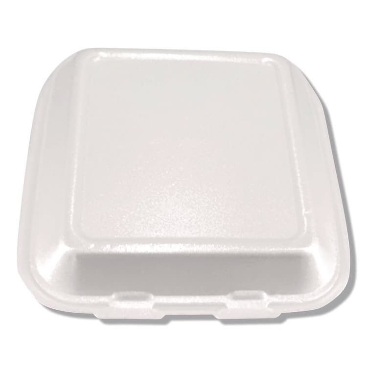 PLASTIFAR SA Foam Hinged Lid Containers, 3-Compartment, 7.56 x 8.25 x 2.38, White, Foam, 200/Carton (PST12109) thumbnail 2
