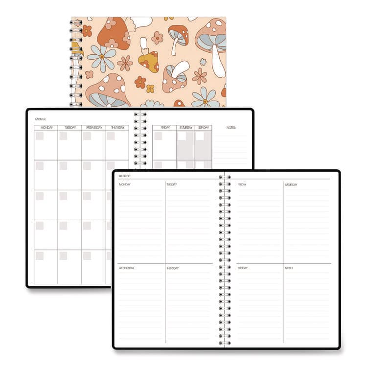 HOUSE OF DOOLITTLE Recycled Non-Dated Monthly/Weekly Planner, Mushrooms, Multicolor Cover, Undated (HOD212140)