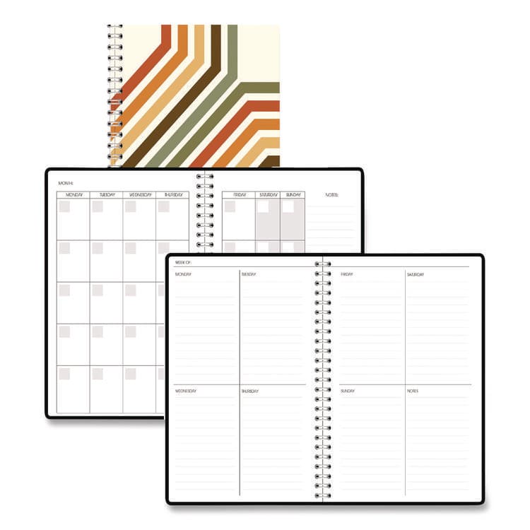 HOUSE OF DOOLITTLE Recycled Non-Dated Monthly/Weekly Planner, 70's Stripes, Multicolor Cover, Undated (HOD212142)