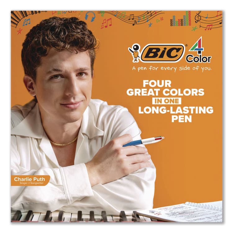 BIC CORP. 4-Color Multi-Color Ballpoint Pen, Retractable, Medium 1 mm, Black/Blue/Green/Red Ink, Blue/White Barrel, 12/Box (BICMM11AST) thumbnail 2