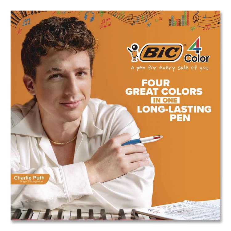 BIC CORP. 4-Color Shine Multi-Color Ballpoint Pen, Retractable, Medium 1mm, Black/Blue/Green/Red Ink, Assorted Metallic Barrels, 3/Pack (BICMMMTP31AST) thumbnail 2