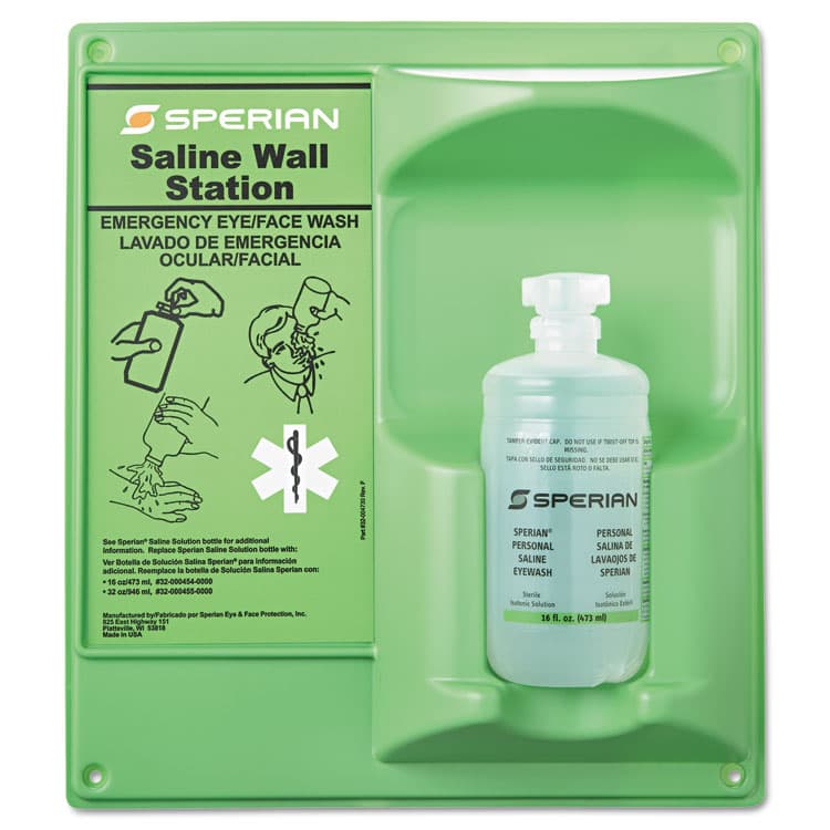 HONEYWELL ENVIRONMENTAL Saline Eye Wash Wall Station, 16 oz Bottle, 1 Bottle/Station (FND320004600000)
