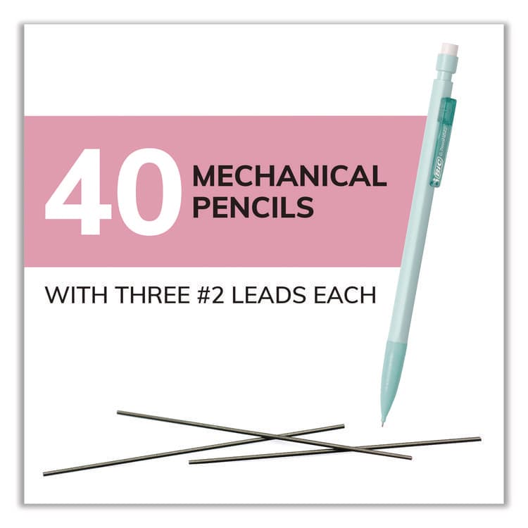 BIC CORP. Xtra Smooth Mechanical Pencil, HB #2 Black Lead, Assorted Pastel Color Barrels, 40/Pack (BICMP40TXBLK) thumbnail 2