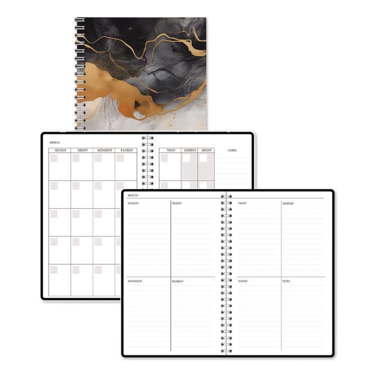 HOUSE OF DOOLITTLE Recycled Non-Dated Monthly/Weekly Planner, Gold and Smoke, Multicolor Cover, Undated (HOD212148)