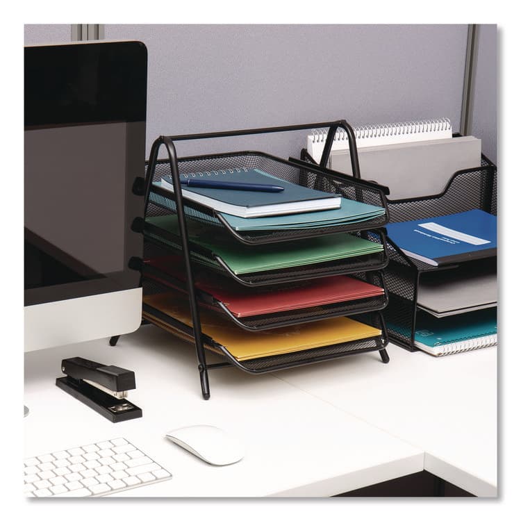 EMS MIND READER LLC Tiered Metal Mesh Desk Tray Organizer, 4-Tier, Letter Size, 13.75 x 12 x 12.5, Black (EMS4TPAPERBLK) thumbnail 2