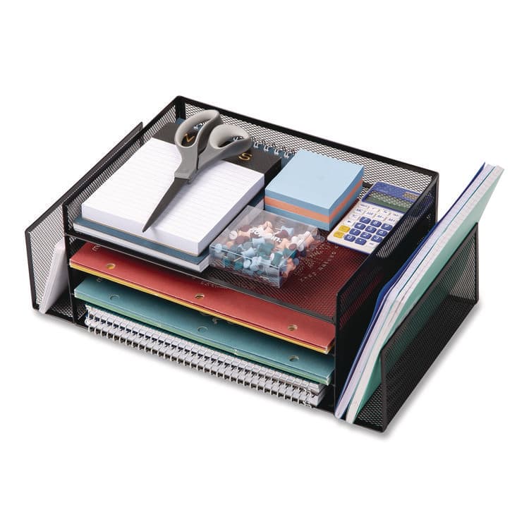 EMS MIND READER LLC Metal Mesh Desktop Organizer Letter Tray, 6 Sections, Letter Size, 9.15 x 16.75 x 6, Black (EMS4TSIDE2BLK) thumbnail 4