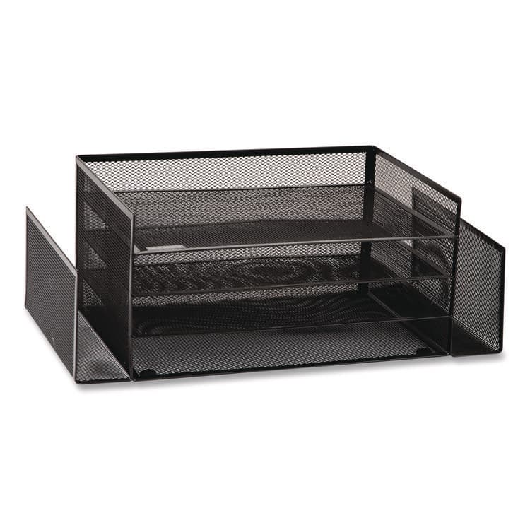 EMS MIND READER LLC Metal Mesh Desktop Organizer Letter Tray, 6 Sections, Letter Size, 9.15 x 16.75 x 6, Black (EMS4TSIDE2BLK)