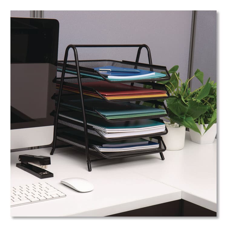 EMS MIND READER LLC Metal Mesh Desk Tray Organizer, 5-Tier, Letter Size, 14 x 11.75 x 14.5, Black (EMS5TPAPERBLK) thumbnail 2