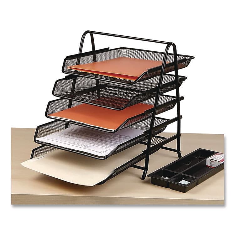 EMS MIND READER LLC Metal Mesh Desk Tray Organizer, 5-Tier, Letter Size, 14 x 11.75 x 14.5, Black (EMS5TPAPERBLK) thumbnail 4