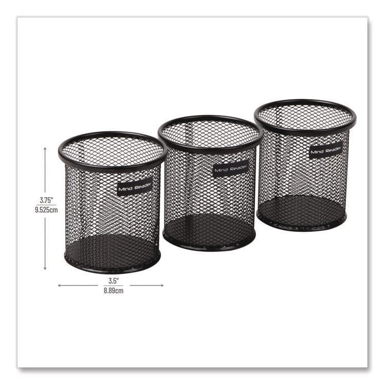 EMS MIND READER LLC Metal Mesh Utensil Holder, 3.5" dia x 3.7"h, Black, 3/Pack (EMSCLIPMESH3BLK) thumbnail 3