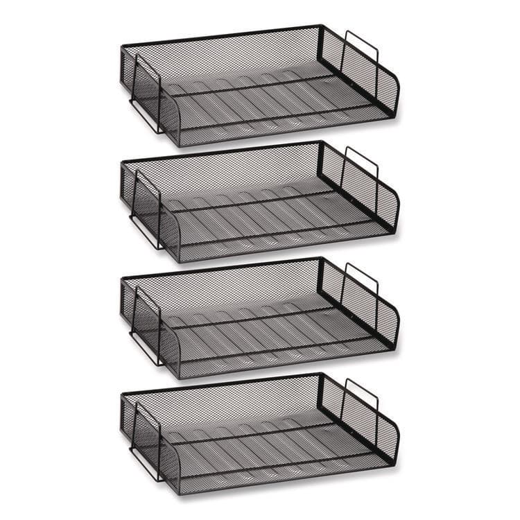 EMS MIND READER LLC Stackable Paper Desk Tray Organizer, Letter Size, 9.75 x 14 x 3.25, Black, 4/Pack (EMSDSTACK4BLK)