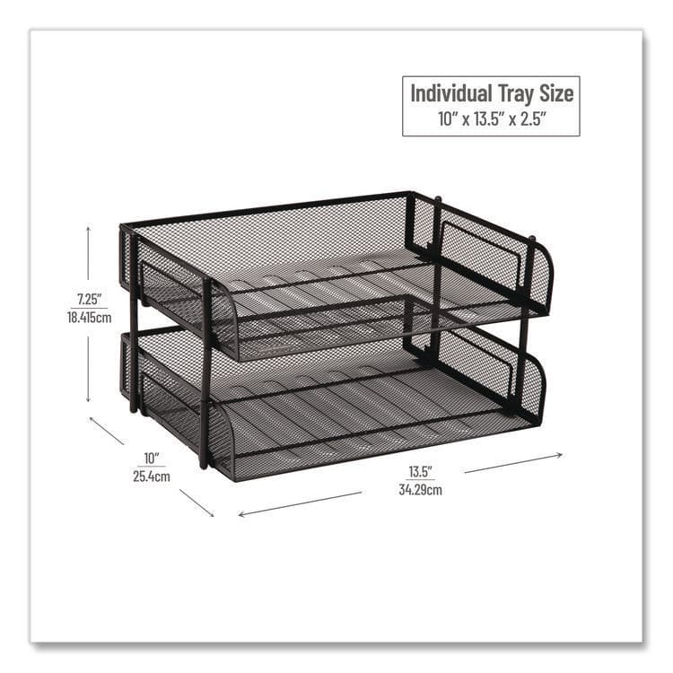 EMS MIND READER LLC Stackable Paper Desk Tray Organizer, Letter Size, 10 x 13.5 x 2.5, Black, 2/Pack (EMSESTACK2BLK) thumbnail 3