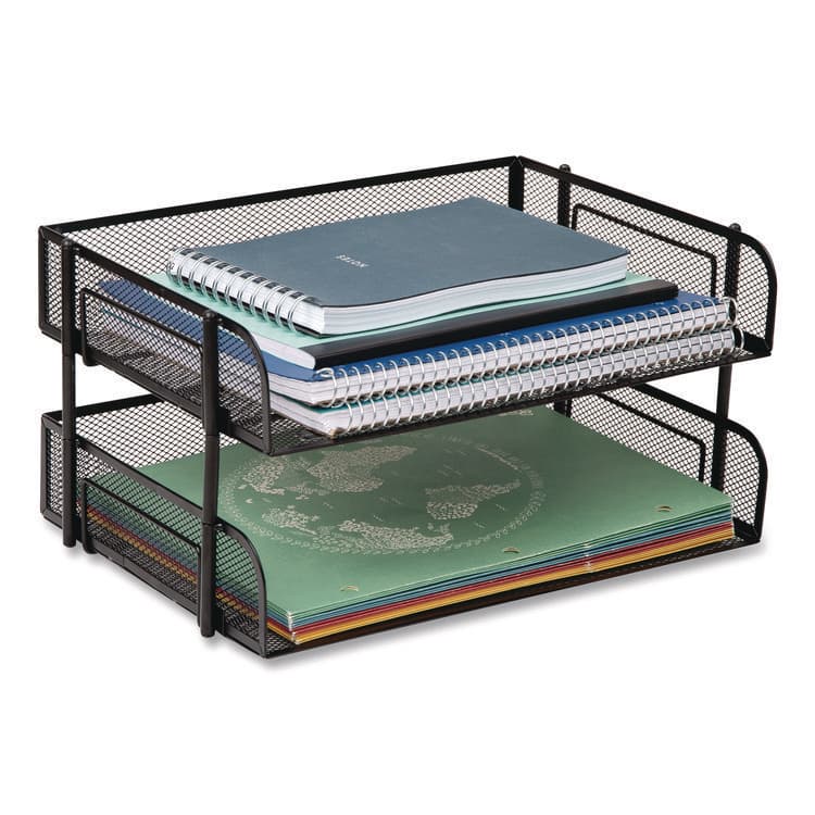 EMS MIND READER LLC Stackable Paper Desk Tray Organizer, Letter Size, 10 x 13.5 x 2.5, Black, 2/Pack (EMSESTACK2BLK) thumbnail 4