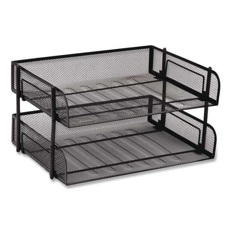 EMS MIND READER LLC Stackable Paper Desk Tray Organizer, Letter Size, 10 x 13.5 x 2.5, Black, 2/Pack (EMSESTACK2BLK)