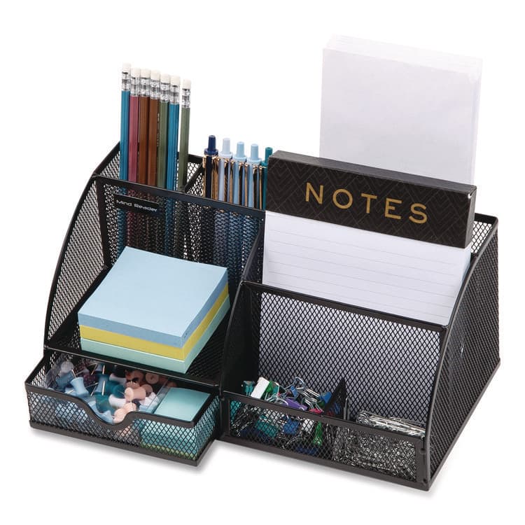 EMS MIND READER LLC 7-Compartment Metal Desk Organizer, 11 x 5.5 x 5, Black Metal Mesh (EMSJOEORGBLK) thumbnail 4