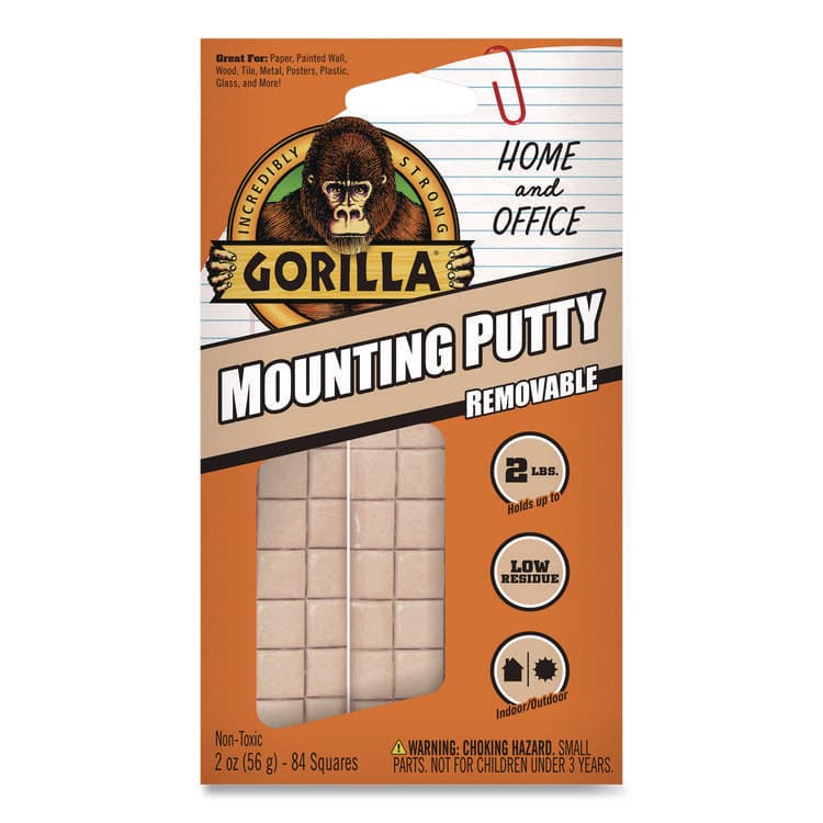 GORILLA GLUE COMPANY Removable Mounting Putty, Repositionable and Reusable, 2 oz, 84 Squares/Pack (GOR102745)