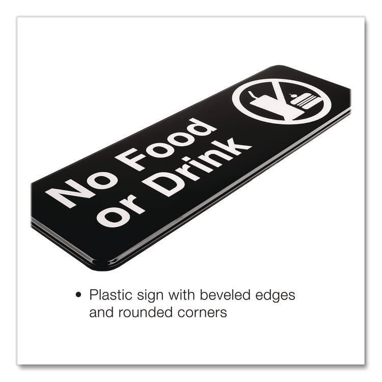 EXCELLO GLOBAL PRODUCTS No Food or Drink Wall Sign, 9" x 3", Black Face, White Graphics, 3/Pack (EXOEGPHD0267S) thumbnail 3