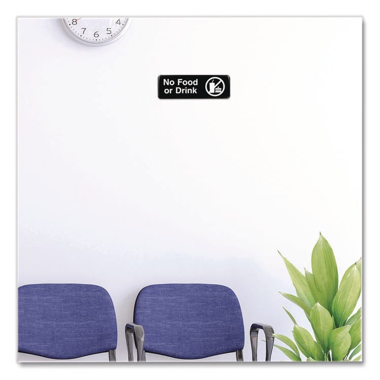 EXCELLO GLOBAL PRODUCTS No Food or Drink Wall Sign, 9" x 3", Black Face, White Graphics, 3/Pack (EXOEGPHD0267S) thumbnail 4