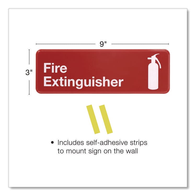 EXCELLO GLOBAL PRODUCTS Fire Extinguisher Wall Sign, 9" x 3", Red Face, White Graphics, 3/Pack (EXOEGPHD0480S) thumbnail 2