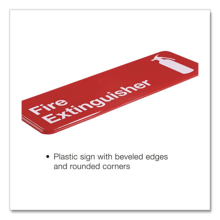 EXCELLO GLOBAL PRODUCTS Fire Extinguisher Wall Sign, 9" x 3", Red Face, White Graphics, 3/Pack (EXOEGPHD0480S) thumbnail 3