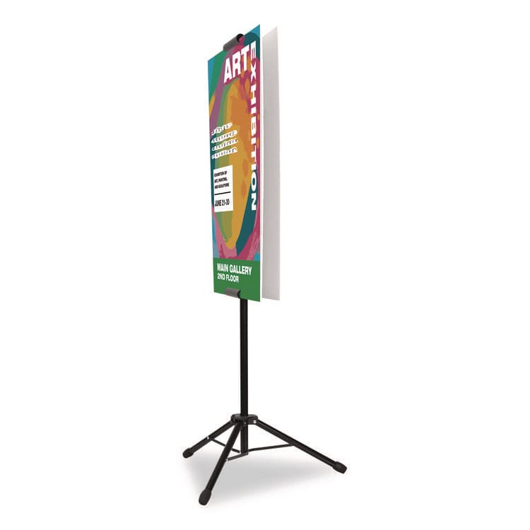 EXCELLO GLOBAL PRODUCTS Blank Floor Sign Stand, Holds Posters Up to 77", 26" to 86" Tall, Black Stand, White Face (EXOEGPHD0523) thumbnail 3