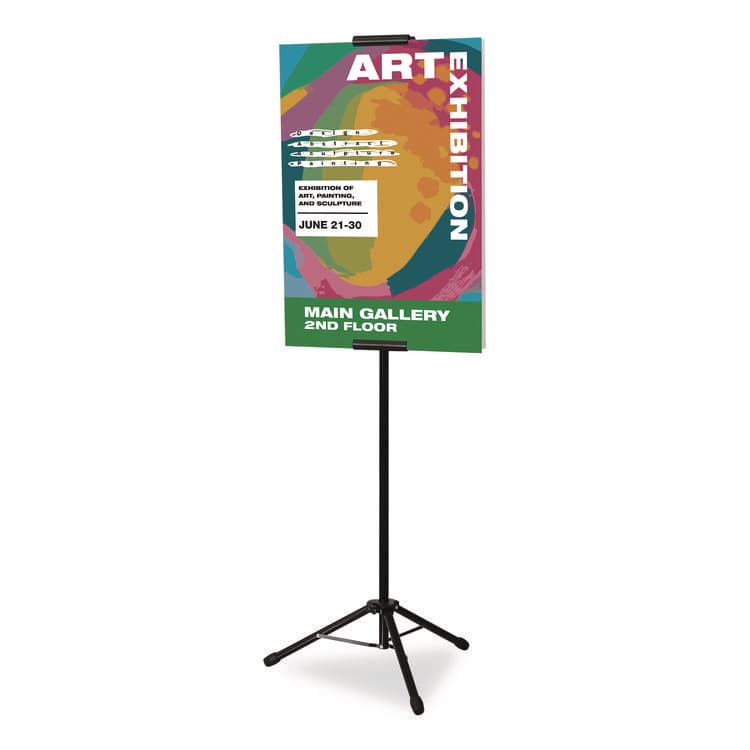 EXCELLO GLOBAL PRODUCTS Blank Floor Sign Stand, Holds Posters Up to 77", 26" to 86" Tall, Black Stand, White Face (EXOEGPHD0523) thumbnail 4