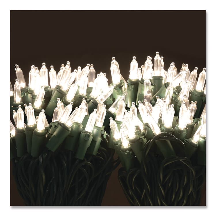 EXCELLO GLOBAL PRODUCTS Indoor/Outdoor LED Holiday String Lights, 60 Bulbs/String, 25 ft String, White/Green Wire, 2 Strings (GPUEGPHLGWWL) thumbnail 3