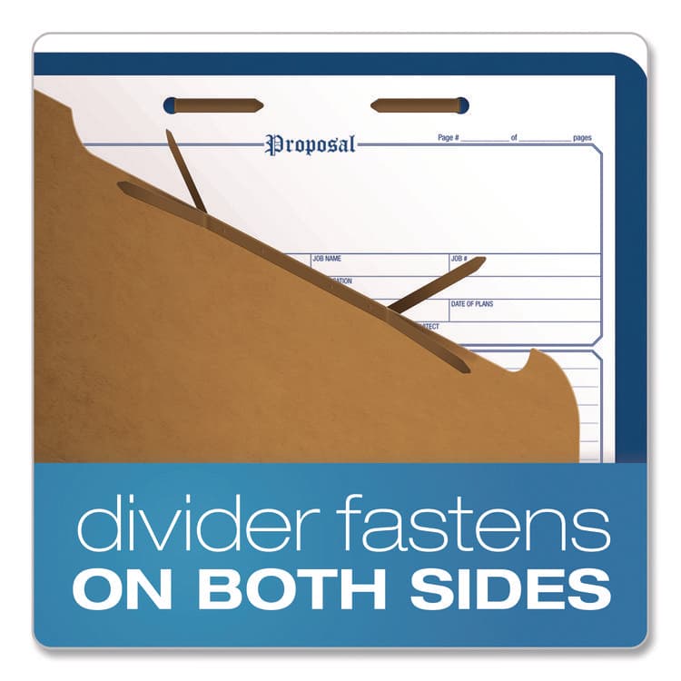 TOPS BUSINESS FORMS Pressboard Top Tab Classification Folders, 2/5-Cut Tab, Expands 1.75", 1 Divider, 4 Fasteners, Letter Size, Dark Blue, 10/Box (PFX23732P) thumbnail 4