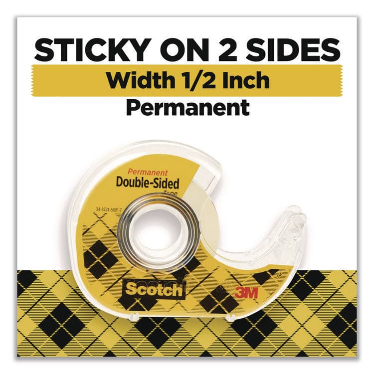 3M/COMMERCIAL TAPE DIV. Double-Sided Permanent Tape in Handheld Dispenser, 1" Core, 0.5" x 500", 6/Pack (MMM6137H2PCMP) thumbnail 2