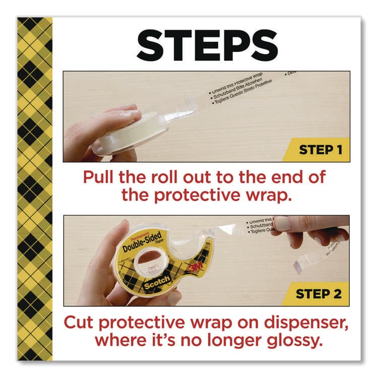 3M/COMMERCIAL TAPE DIV. Double-Sided Permanent Tape in Handheld Dispenser, 1" Core, 0.5" x 500", 6/Pack (MMM6137H2PCMP) thumbnail 4