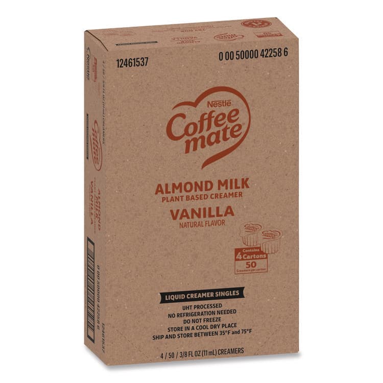 NESTLE Plant-Based Almond Milk Non-Dairy Liquid Creamer Singles, Natural Vanilla, 0.38 oz Mini Cups, 200/Carton (NES42258CT) thumbnail 3