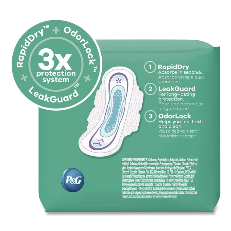 PROCTER & GAMBLE Ultra Thin Pads with Wings, Size 1, Regular Absorbency, 22 Pads/Pack, 12 Packs/Carton (PGC03339) thumbnail 3