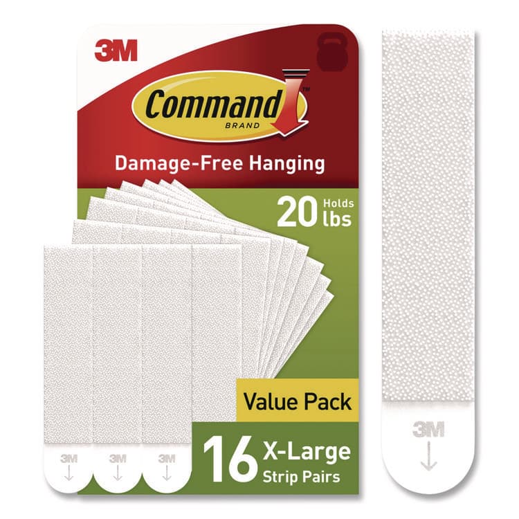 3M/COMMERCIAL TAPE DIV. Damage-Free Hanging Picture Hanging Strip Pairs, Holds up to 5 lb, White, 16/Pack (MMM1721716NA) thumbnail 3