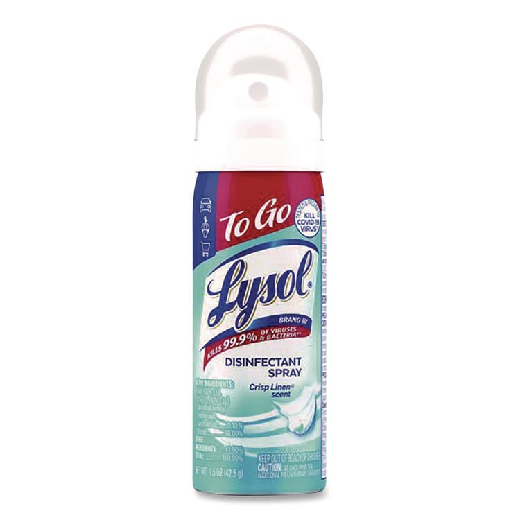 RECKITT BENCKISER Disinfectant Spray To Go, Crisp Linen Scent, 1.5 oz, Aerosol Spray (RAC1920099923)