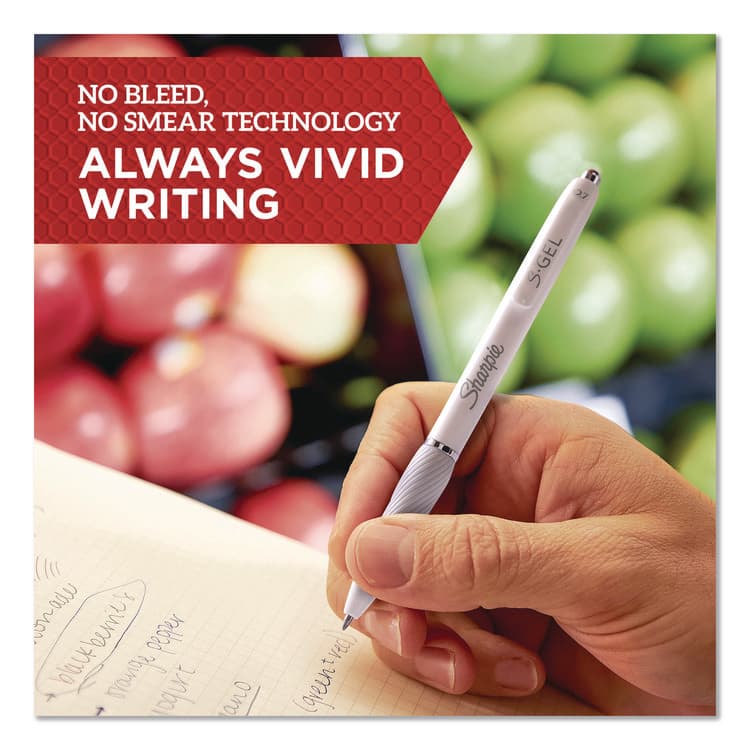 SANFORD S-Gel Fashion Barrel Gel Pen, Retractable, Medium 0.7 mm, Black Ink, Pearl White Barrel, 8/Pack (SAN2169762) thumbnail 4