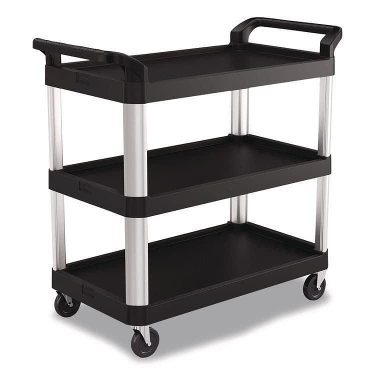 SUNCAST CORPORATION Three-Shelf Service Cart, Metal/Plastic, 3 Shelves, 300 lb Capacity, 20" x 39.85" x 38.17", Black (SUARC2040)
