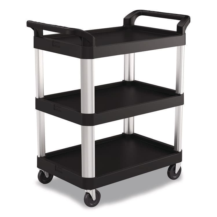 SUNCAST CORPORATION Three-Shelf Service Cart, Metal/Plastic, 3 Shelves, 300 lb Capacity, 20" x 34" x 37.92", Black (SUARC2030)