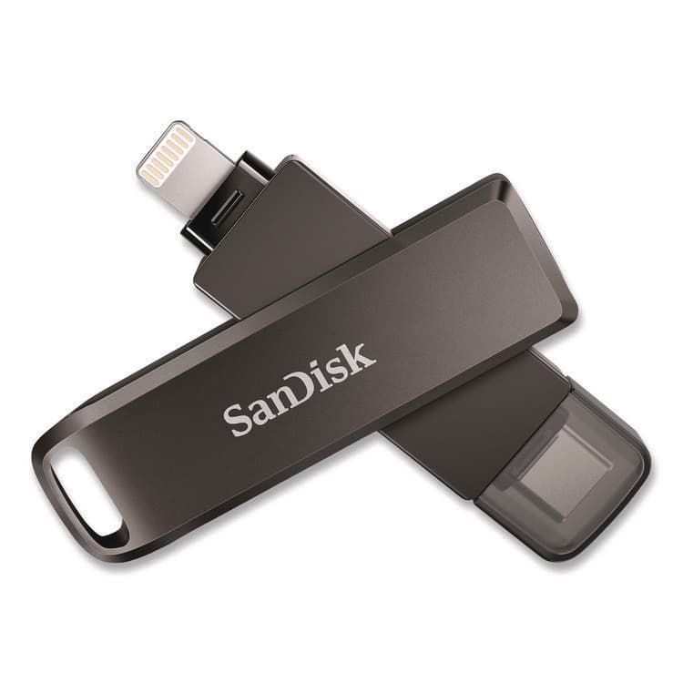SANDISK CORPORATION Dual Phone USB 3.2 Type-C/Lightning Flash Drive, 256 GB, Black (SDIIX70N256GAG6) thumbnail 2
