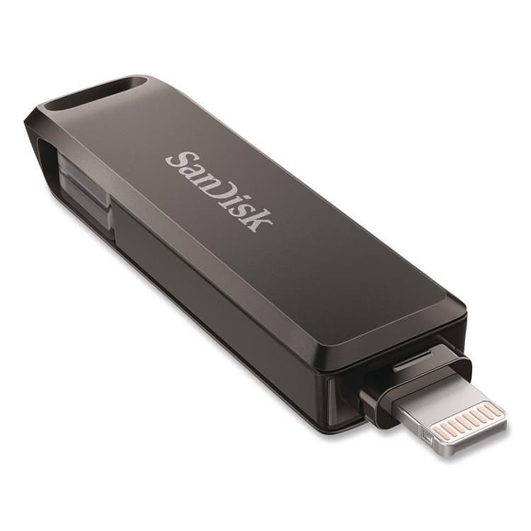 SANDISK CORPORATION Dual Phone USB 3.2 Type-C/Lightning Flash Drive, 256 GB, Black (SDIIX70N256GAG6) thumbnail 4