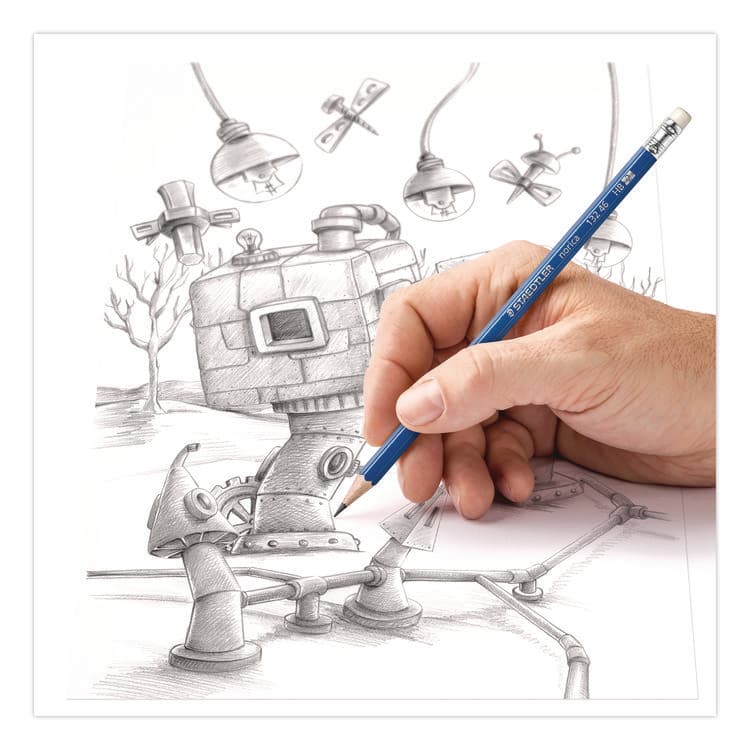 STAEDTLER, . Pre-Sharpened Wooden Pencils with (20) Block Erasers, HB #2 Black Lead, Blue Barrel, 250/Pack (STD13246C250) thumbnail 4