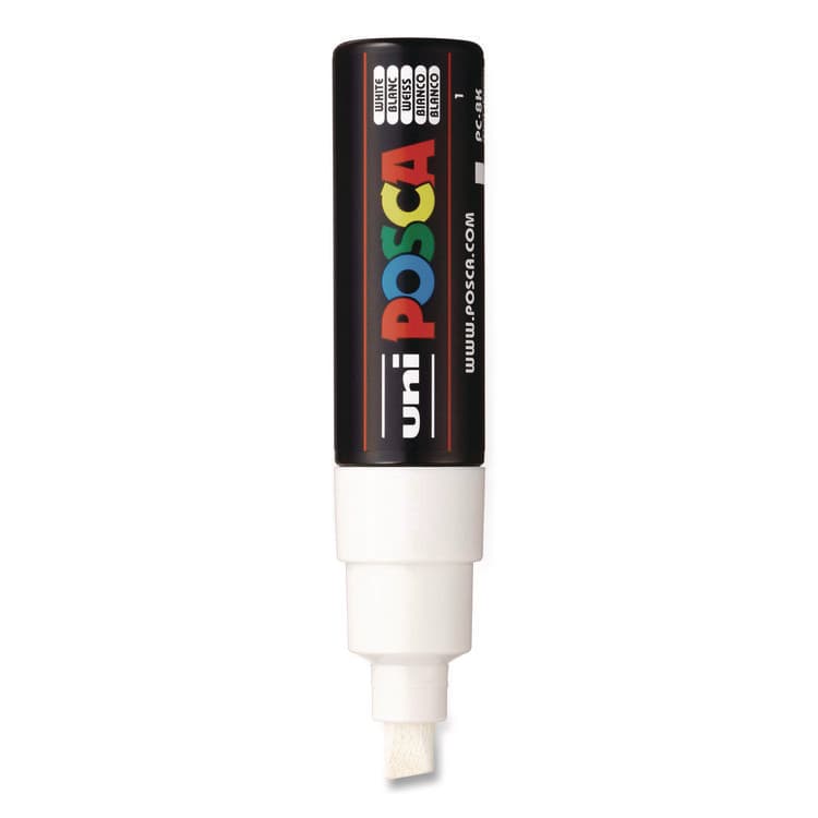 UNI Water-Based Paint Markers, Broad Chisel Tip, White (UBCPC8KWHITE) thumbnail 2